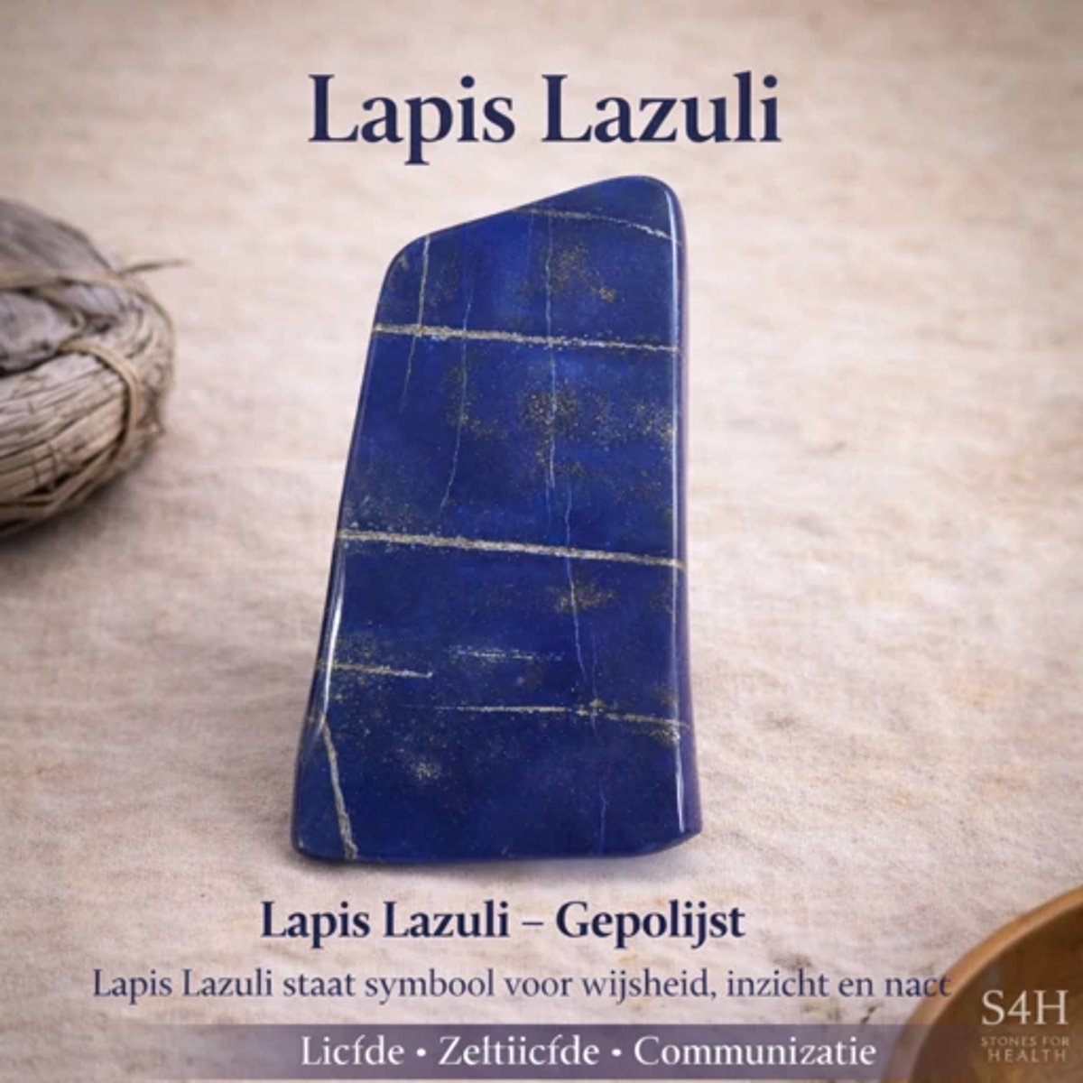 S4H - Lapis Lazuli Gepolijst 542g – Uniek Hoogwaardig Edelsteen Decoratie Stuk – Diepblauw met Goudpyriet – Natuursteen Luxe Kwaliteit