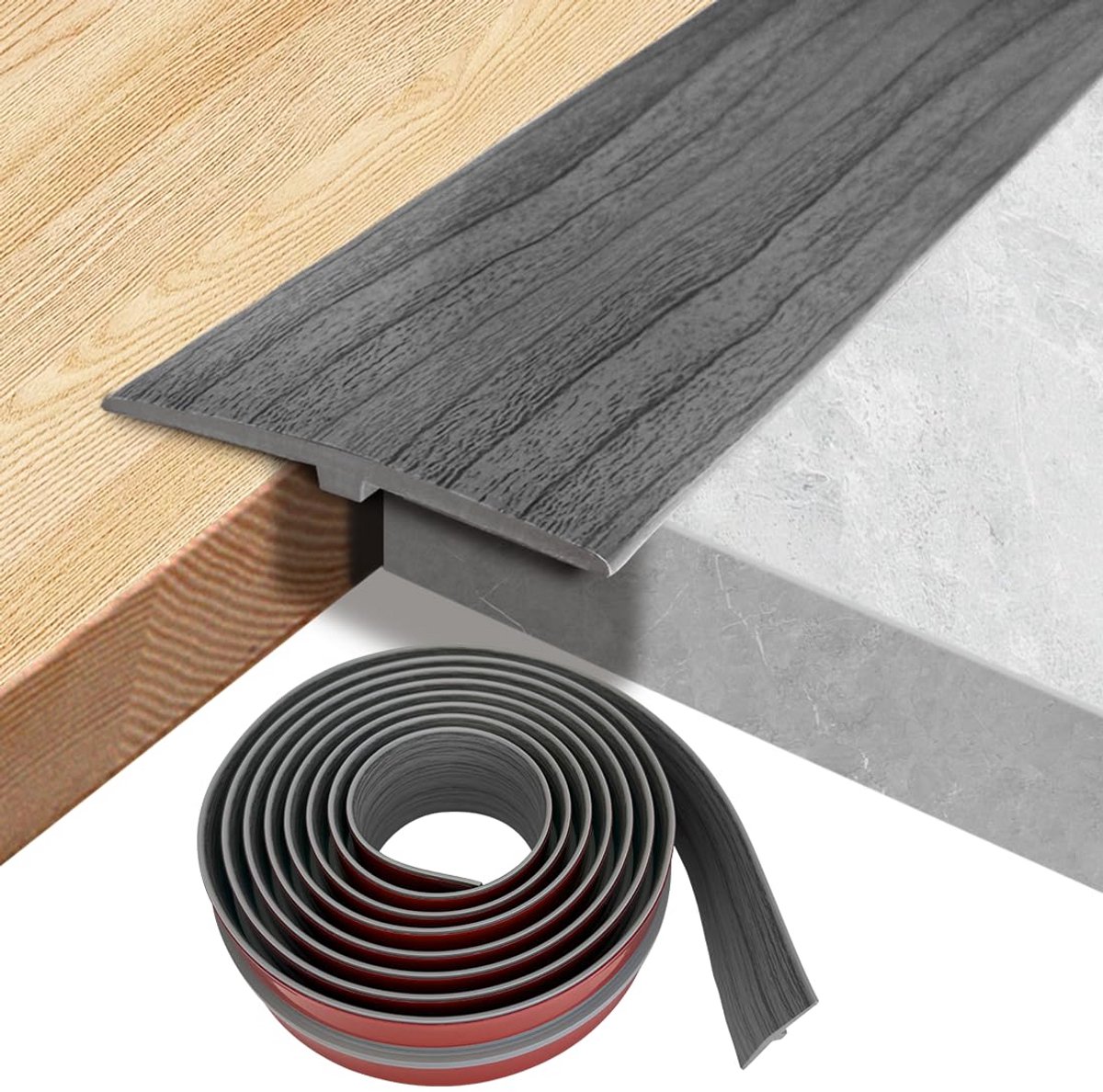PVC T-Profiel Overgangslijst voor Vloerverbindingen - Drempels en Scheidingslijst (5 cm x 3 m)