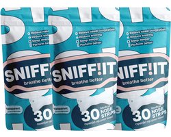 Sniffit® Transparante Neusstrips - 90 stuks - Geen verstopte neus meer - Neuspleisters - Neusspreider - Anti snurk strips - Zacht voor de huid - Hypoallergene lijm - Beter slapen