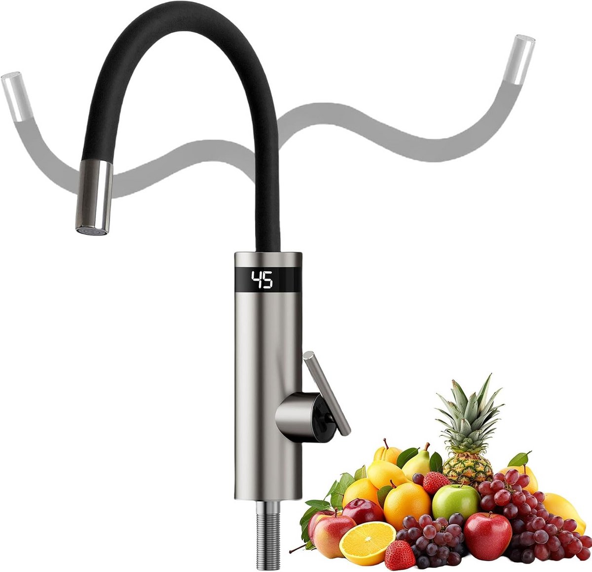 Direct Elektrische Waterverwarmer met LED Display, 3000 W, Direct Warm Water Kraan