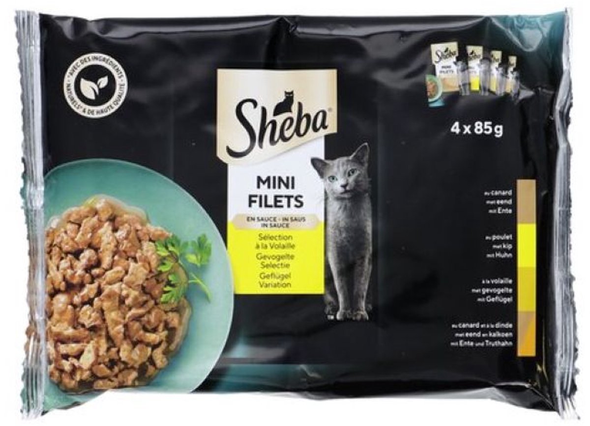 Sheba sheba Mini filets in saus gevogelte selectie 4x 85g