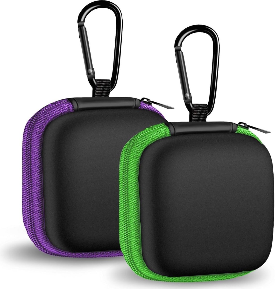 2 Stuks Draagbare Opbergtas voor Oordopjes & Accessoires met Karabijnhaak