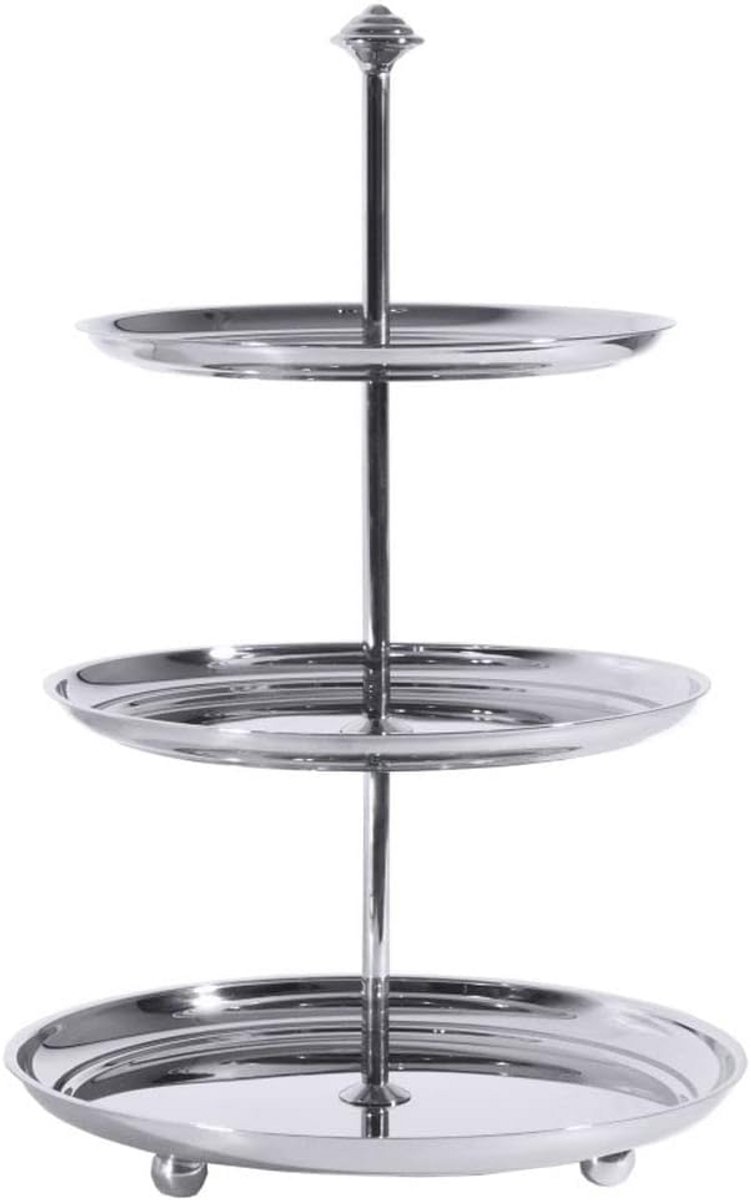 RVS Etagère met 3 Niveaus voor Taart, Gebak en Hapjes - 20x22.5x25 cm