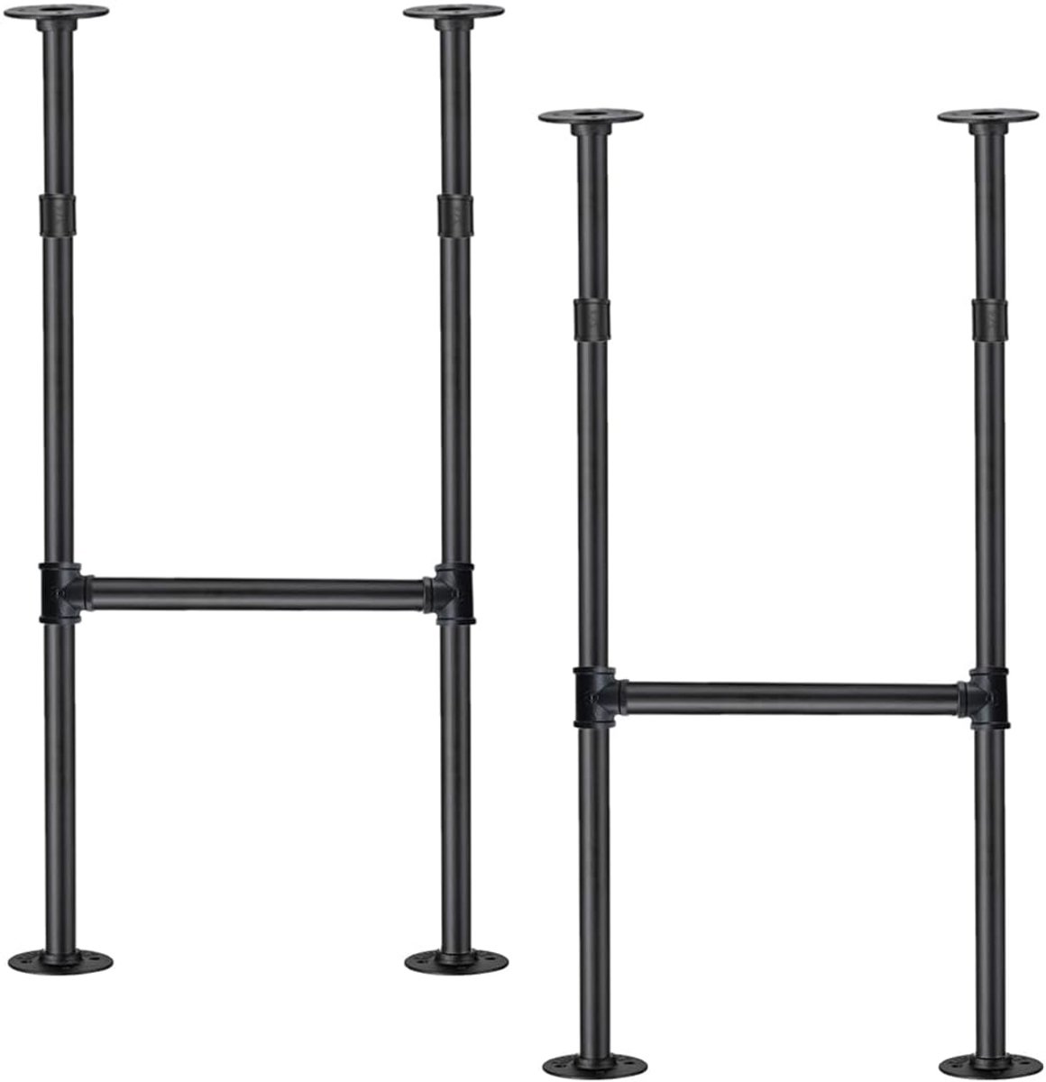Industriële Tafelpoten Set van 2 - Barhoogte - Steampunk IJzeren Pijp poten voor Tafel of Bureau - Zwart
