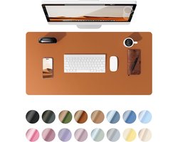 Bureauonderlegger, grote muismat, antislip en waterdichte laptopmat/schrijfmat, gemaakt van PU-leer, geschikt voor kantoor en thuis (50 x 90 cm, bruin).
