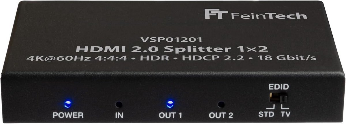 HDMI 2.0 Splitter 1 op 2 met 4K@60Hz, HDR en HDCP 2.2 Ondersteuning