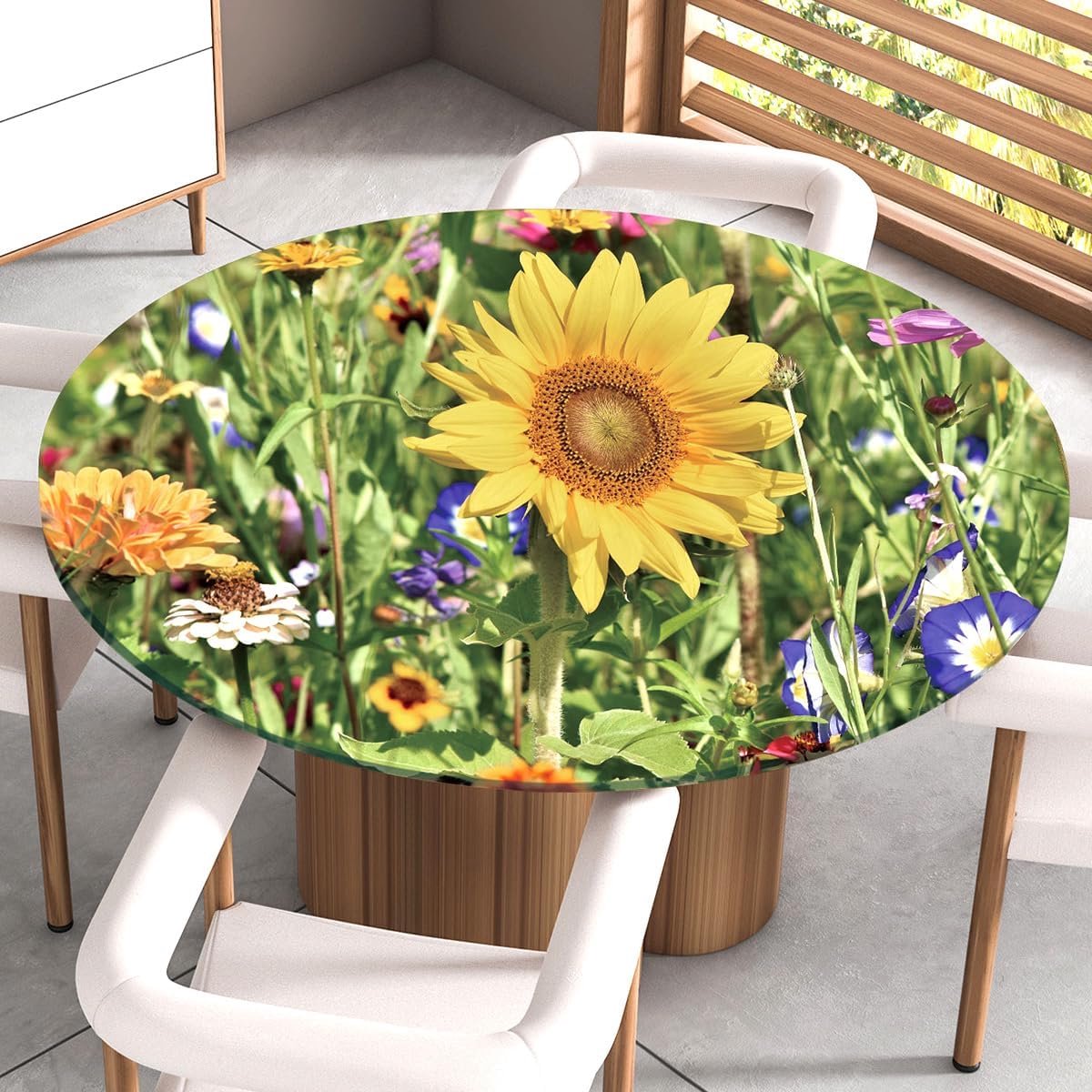Rond Tafelkleed met Elastiek - Stretch Tafelhoes voor Binnen en Buiten (120 cm)