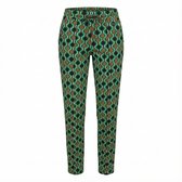 Ang'i - Pantalon décontracté - Motif vert - Cordon taille - Taille L - Disponible en 5 tailles