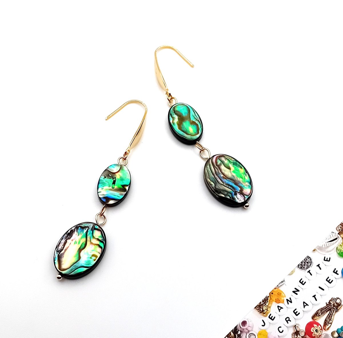 Jeannette-Creatief® - IBIZA Beach - Goud Abalone Schelp - Oorhangers - Oorbellen - Schelpen - IBIZA Chic – Boho Chic – Bohemian – Bohemien - Ibiza Style - Boho Chic – Mermaidcore - Oorbellen met Schelpkralen