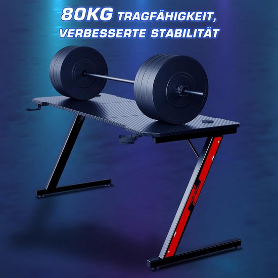 Grote Z-Frame Gamingtafel 160x60 cm met Bekerhouder en Hoofdtelefoonhaak — afbeelding 5