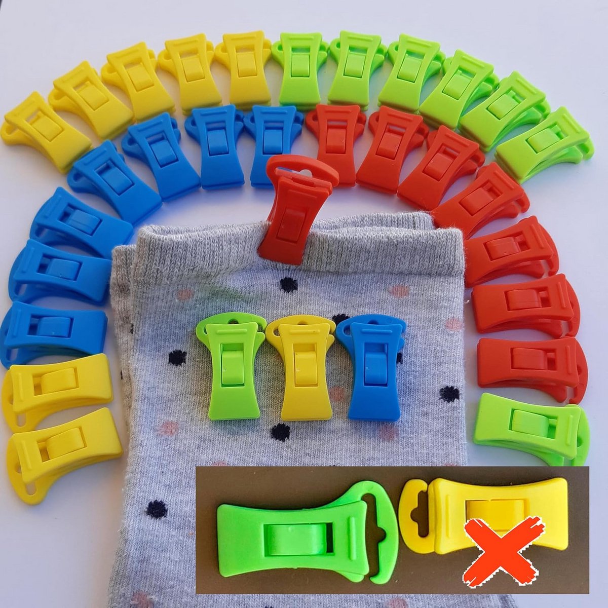 Sokken Clips - 36 Stuks - Kunststof - 4 Kleuren - Voor Wasdroger en Wasmachine
