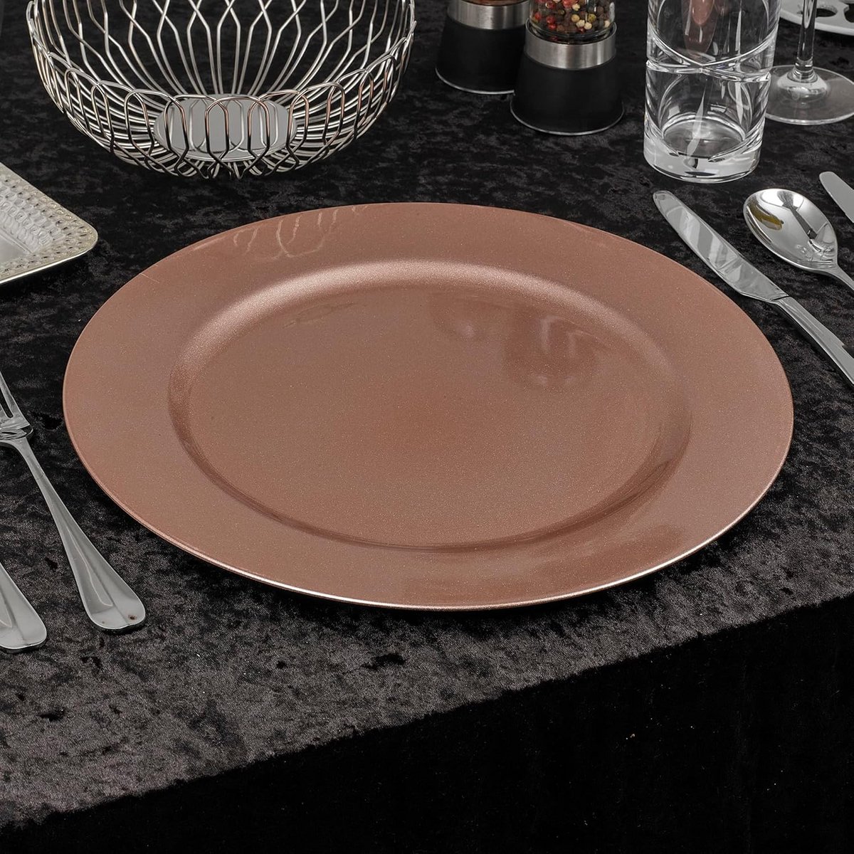 Set van 12 Sierborden 33cm - Onderborden Diner Tafel Decoratie Zilver Geometrisch