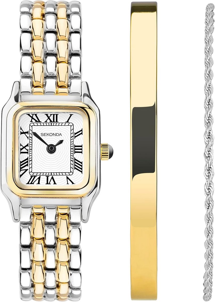 Dames Horloge Klein Wit Met Romeinse Cijfers en Metalen Band