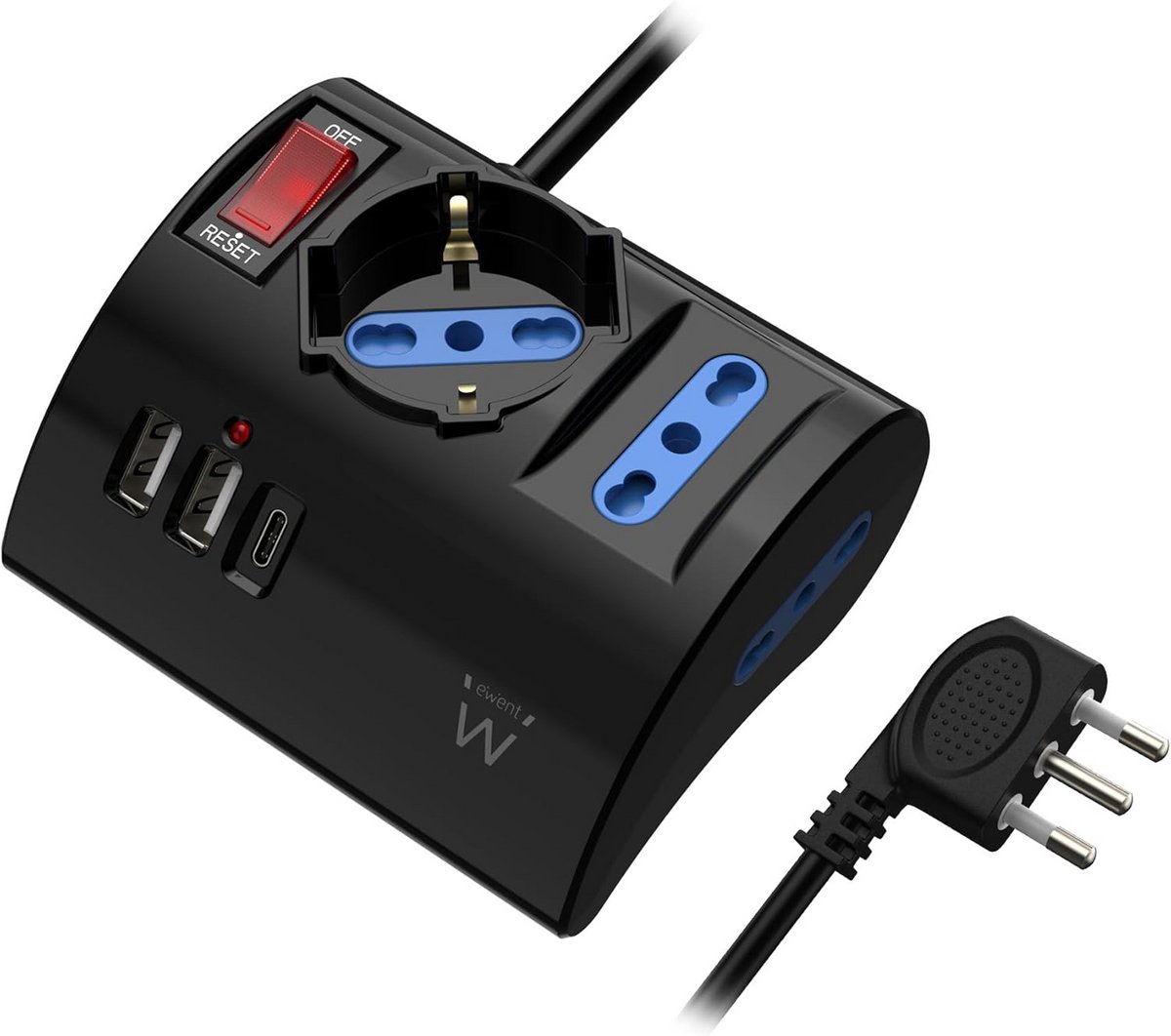 Tafelstopcontact met 3 Stopcontacten en 3 USB-Poorten (Type-C & USB-A)