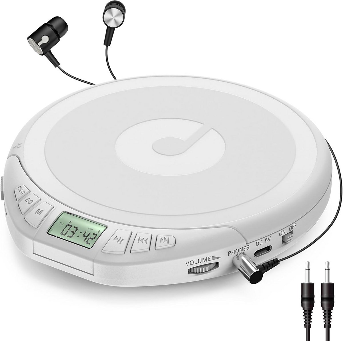 Draagbare CD Speler met Koptelefoon - Anti-Skip, USB-C Oplaadbaar en LCD Scherm
