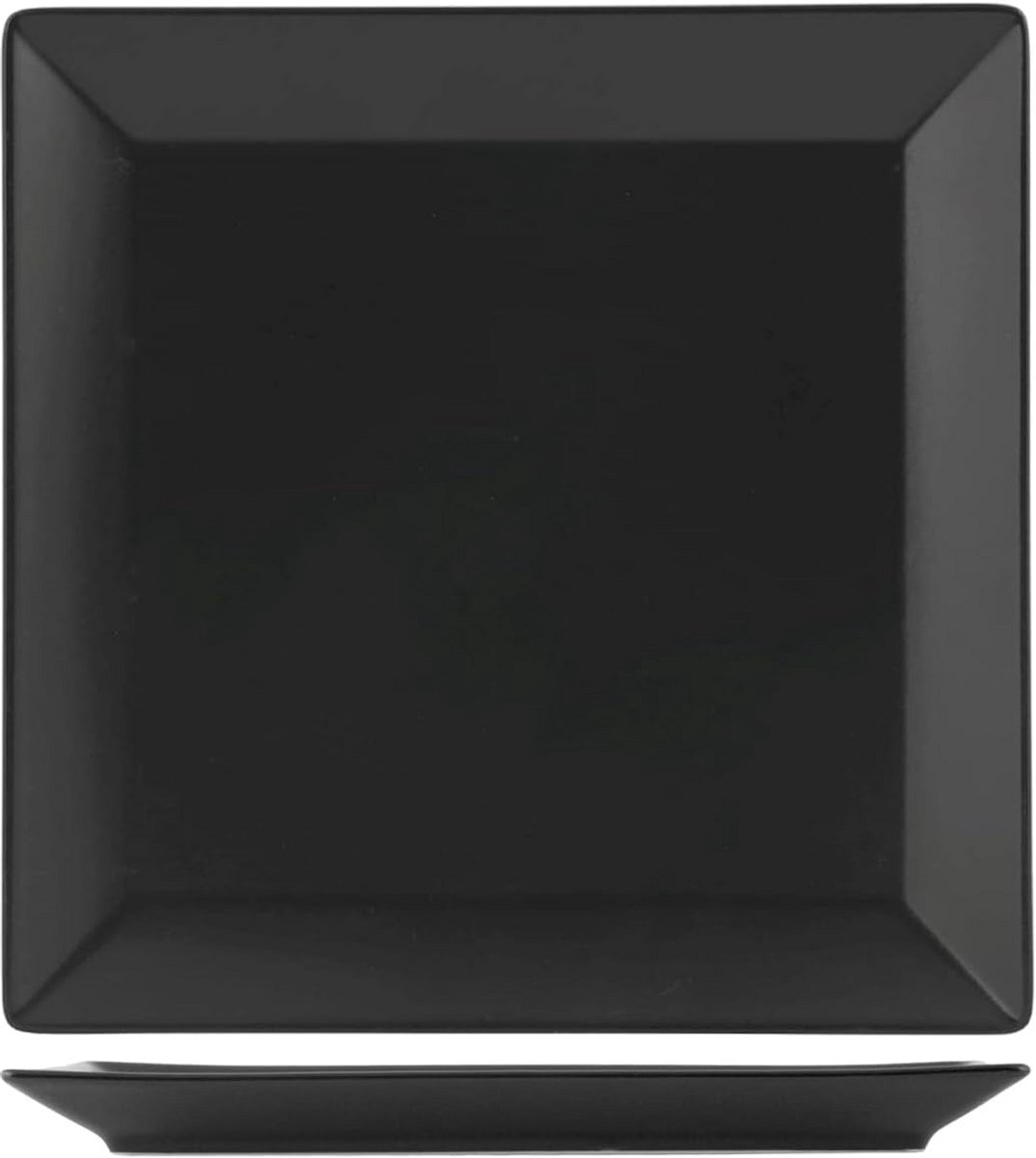 Set van 6 zwarte vierkante dinerborden Steengoed 24 cm