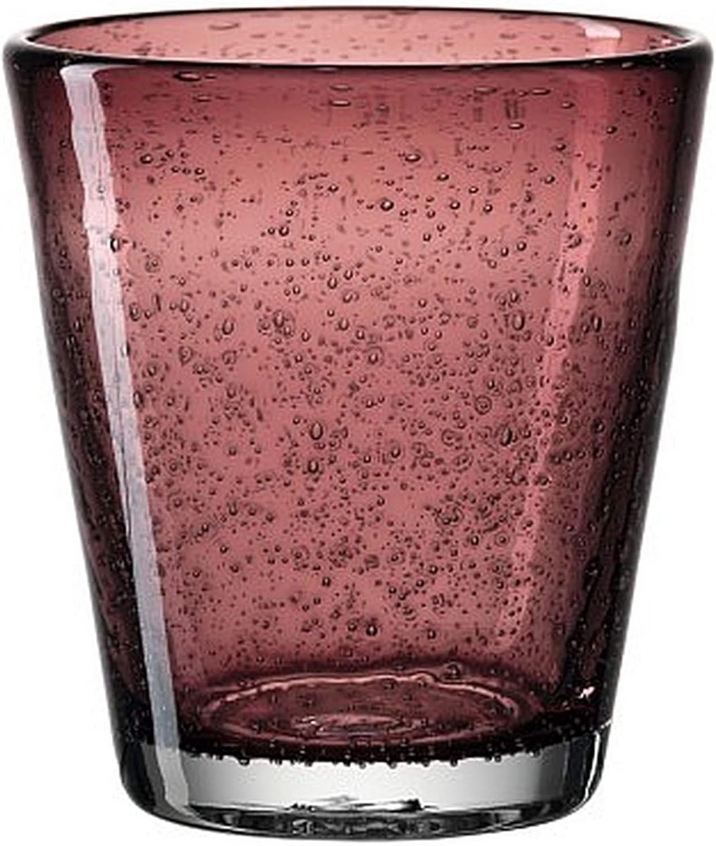 Handgemaakt Drinkglas 230 ml met Luchtbellen in Viola/Rood Glas