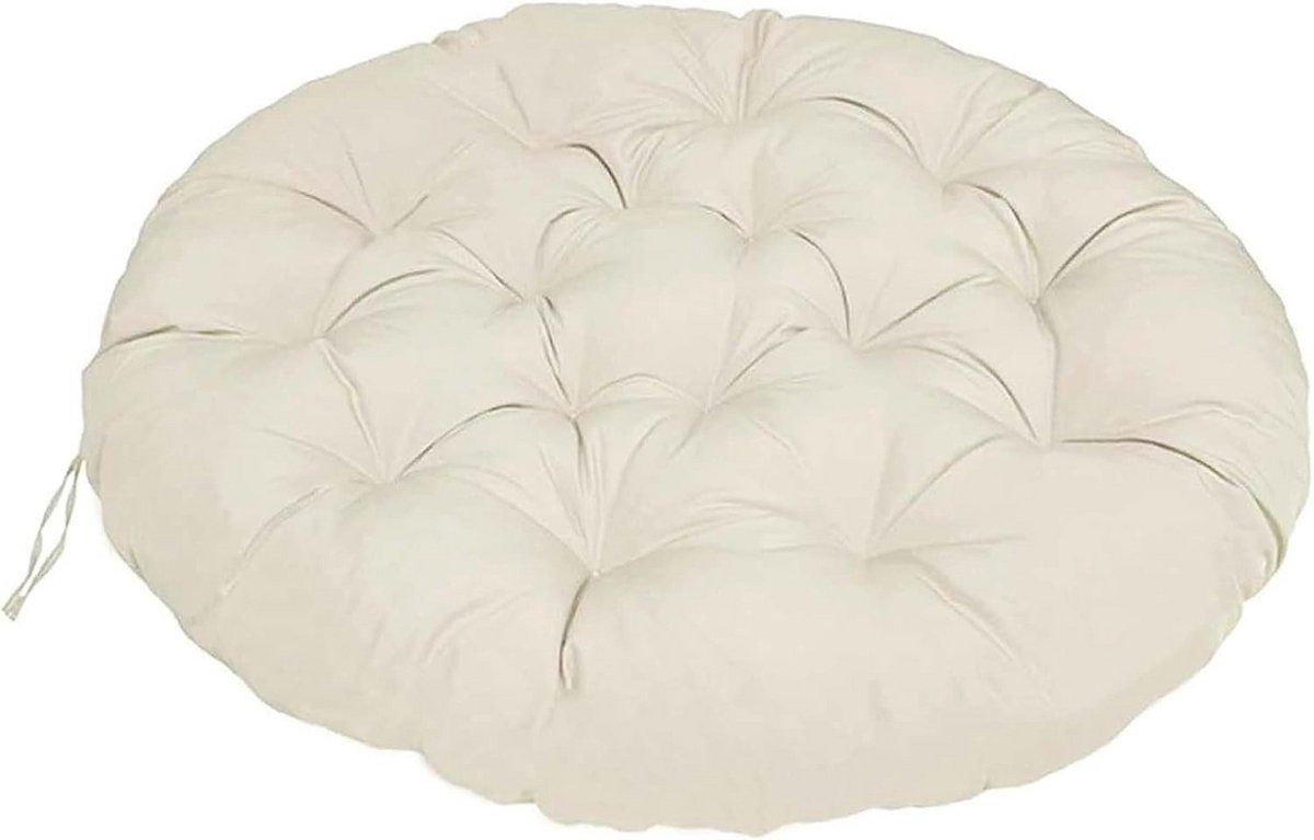 Ronde Hangstoelkussen Dik Beige Zitkussen voor Tuinstoel Papasan Binnen en Buiten