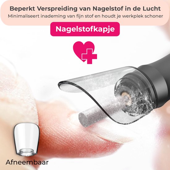 FOOCCA® Elektrische Nagelvijl - Nagelfrees 40000 RPM - Oplaadbaar - FOOCCA Portable - 12 Bitjes + 65 Schuurrolletjes + 3 Accessoires - Nagelstofkap - Manicure en Pedicure Set - Broekriemclip - Eeltverwijderaar - Kalknagels