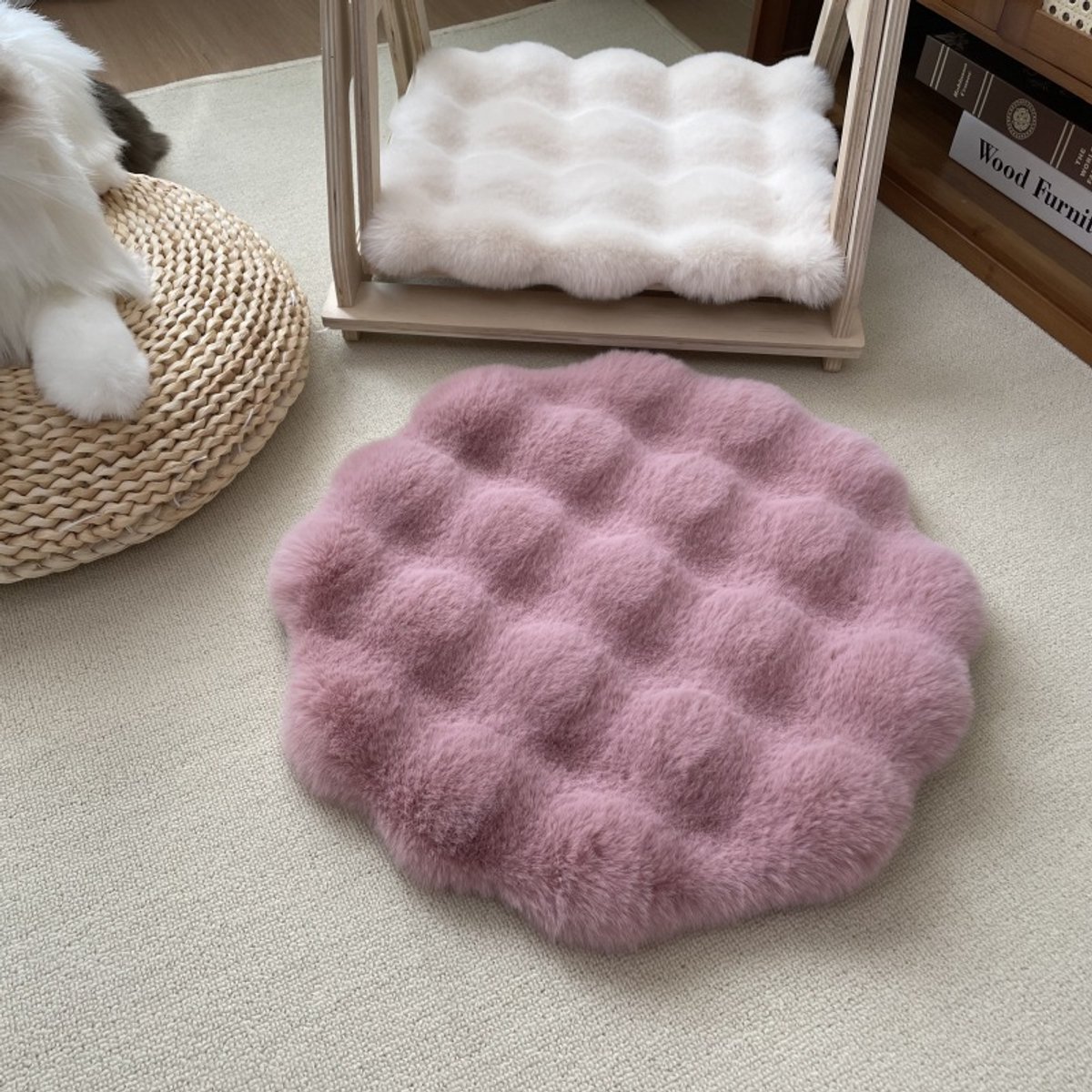 Pluche Huisdiermat – 40 Cm Huisdiermat, Zelfverwarmend, Kattenbed | Zelfverwarmend Kattenbed En Deken Van Imitatiebont, Antislip, Wasbaar, Rond, Warme Hondendeken Voor De Winter, Kittens En Meer - Roze