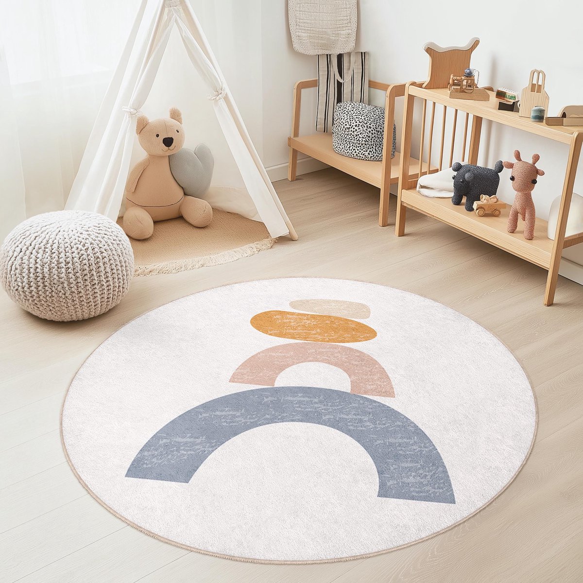 Mila Home - Kindertapijt Rond - Vloerkleed Kinderkamer Tapijt - Speeltapijt - Wasbaar - Antislip - OEKO-TEX Gecertificeerd - 689 3