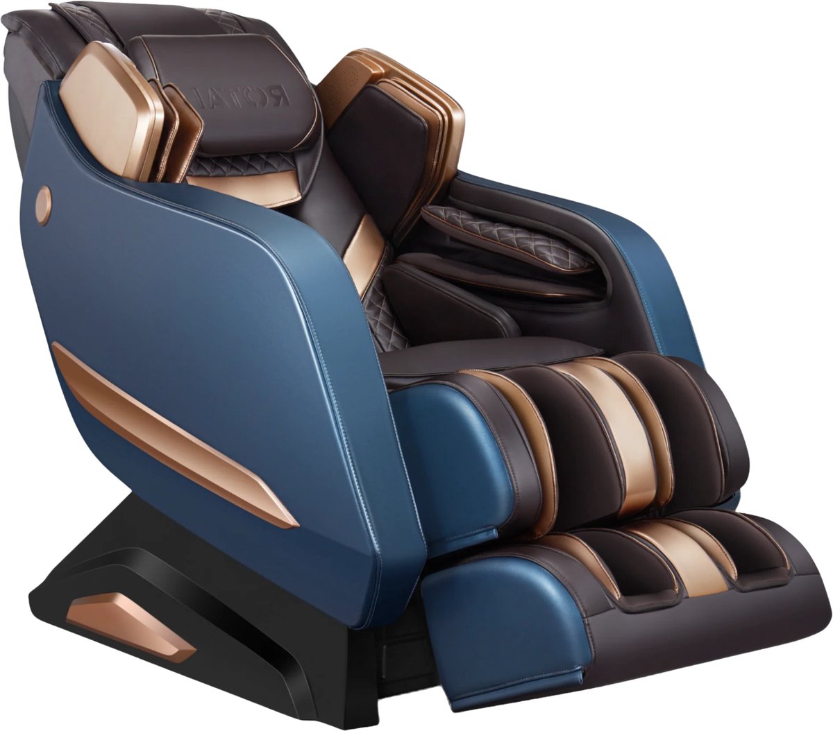 AlienComfort™ Therapeutische Massagestoel ROTAI - Blauw-Goud - 24 Airbags - Ultra Full body Massage - Shiatsu - Surround Sound - Massage stoel - Massagestoel Elektrisch - Massagestoel - Massage apparaat - Massage zetel - Massagefauteuil