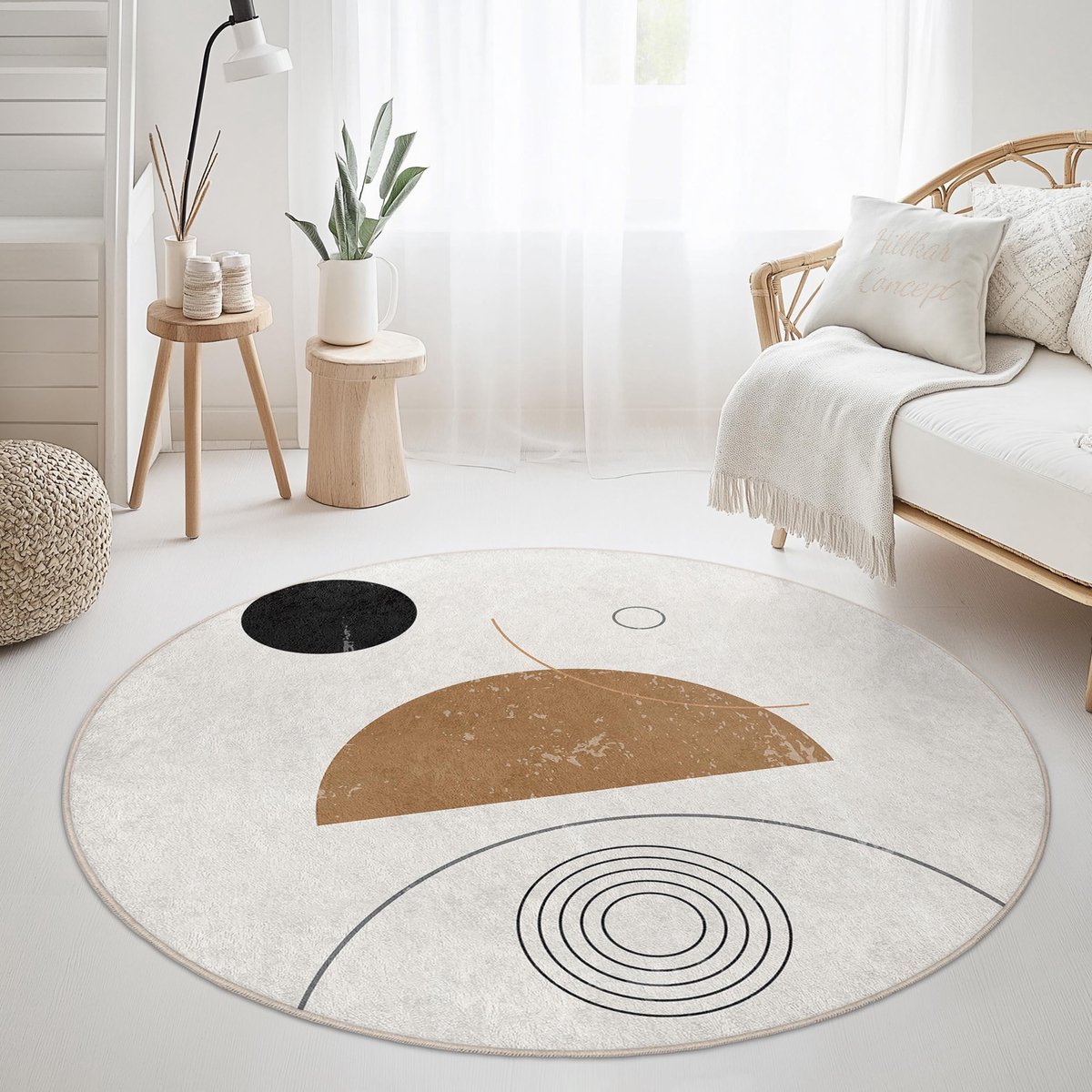 Mila Home - Tapijt Vloerkleed Rond - Wasbaar - Antislip - OEKO-TEX Gecertificeerd - Voor Woonkamer, Slaapkamer, Keuken & Hal - Runden 673 1
