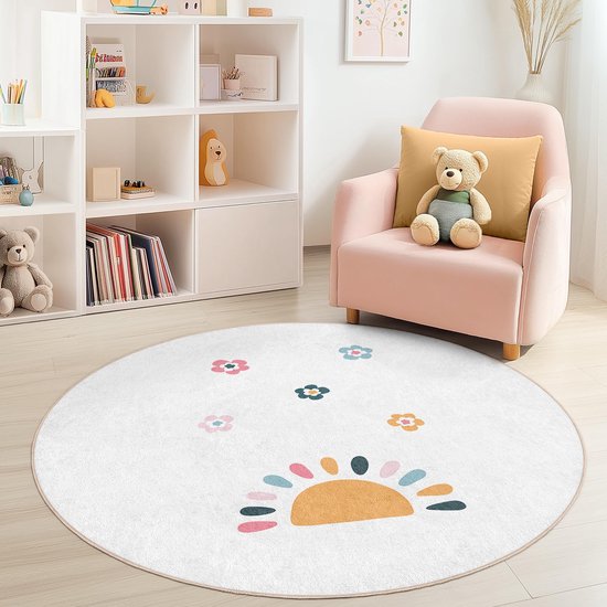 Mila Home - Kindertapijt Rond - Vloerkleed Kinderkamer Tapijt - Speeltapijt - Wasbaar - Antislip - OEKO-TEX Gecertificeerd - 856 1