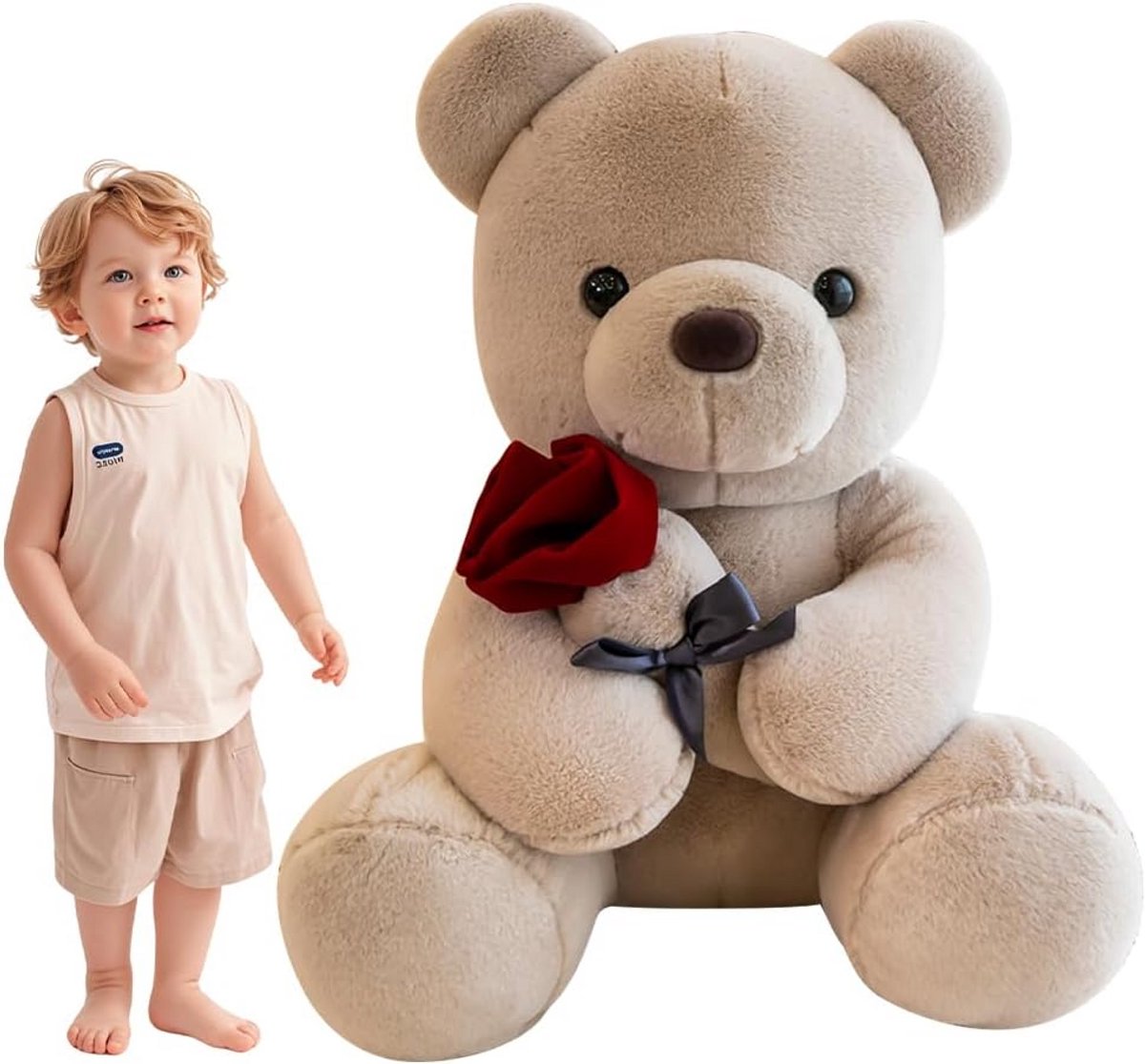 Pluche teddybeer 30 cm met verjaardagshoed - schattig knuffeldier voor kinderen en feestdecoratie