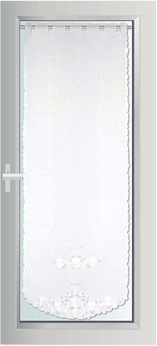 Voordeurpaneel 180x60 cm Wit Bloemen Borduurwerk Inclusief Klemroede