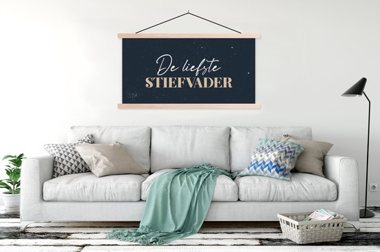 Porte-affiche avec affiche - Affiche scolaire - Homme présent - Beau-père - Vaderdag - Le beau-père le plus doux - Citations - Proverbes - 150x75 cm - Lattes transparentes