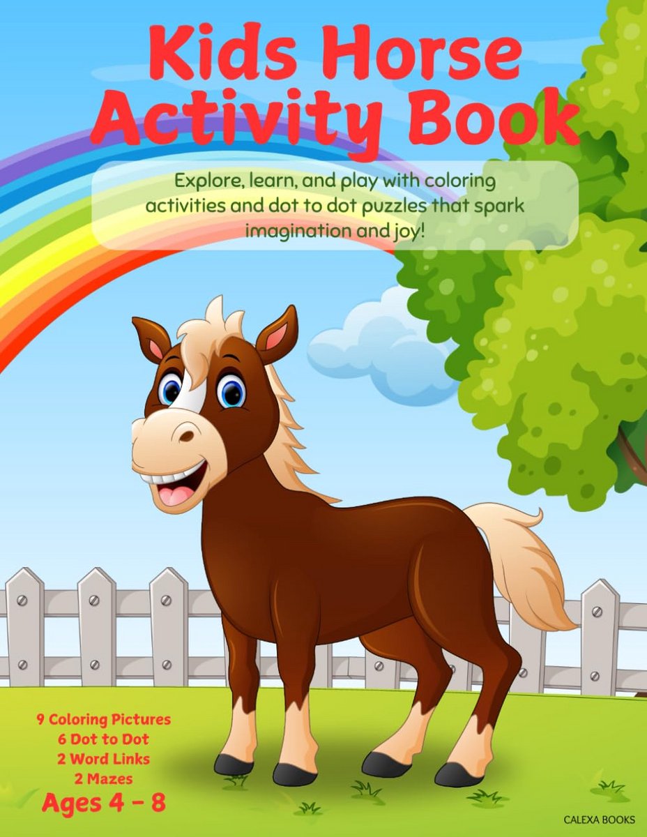 Paarden Activiteitenboek voor Kinderen 4-8 Jaar: Kleuren, Puzzels, Labyrinten en Woordquizzen