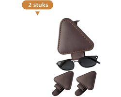 2-delige set - Autobrilclip - Zonnebrilhouder - Kaart- en tickethouder - Auto-interieuraccessoires - Bruin