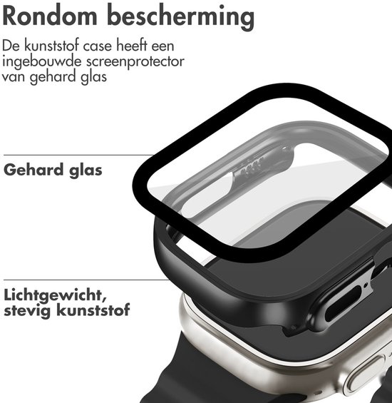 Screen protector - Geschikt voor Apple Watch Ultra / Ultra 2 / Ultra 3 - 49 mm - Full Cover Hard Case / Beschermend Hoesje - Zwart