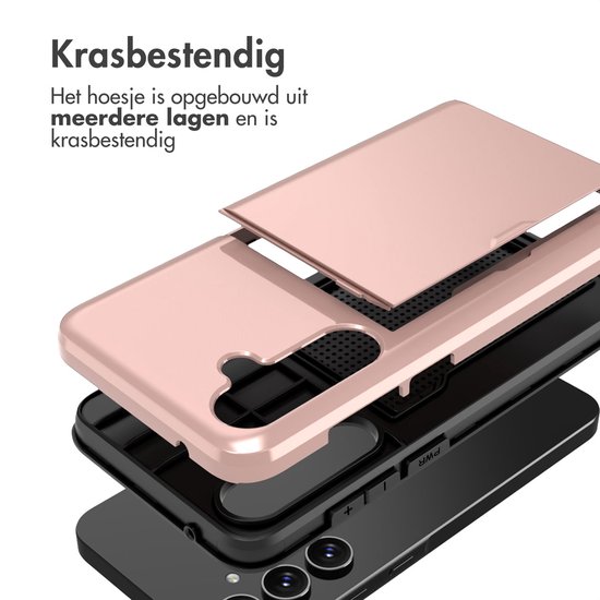 Roze telefoonhoesje, gelaagd ontwerp, met telefoon. "Krasbestendig".