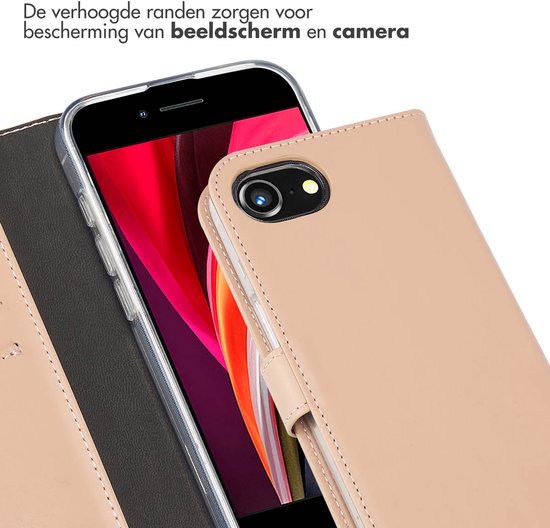 Étui Selencia - Adapté à iPhone 16e - Bookcase en cuir véritable - Pink poudré