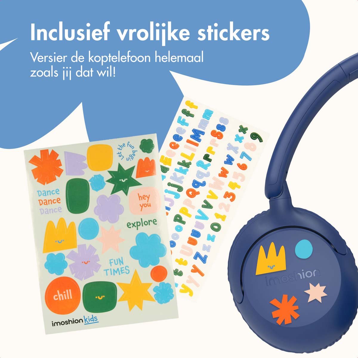 imoshion Kinder Koptelefoon Draad Decibelbegrenzer Denim - afbeelding 2