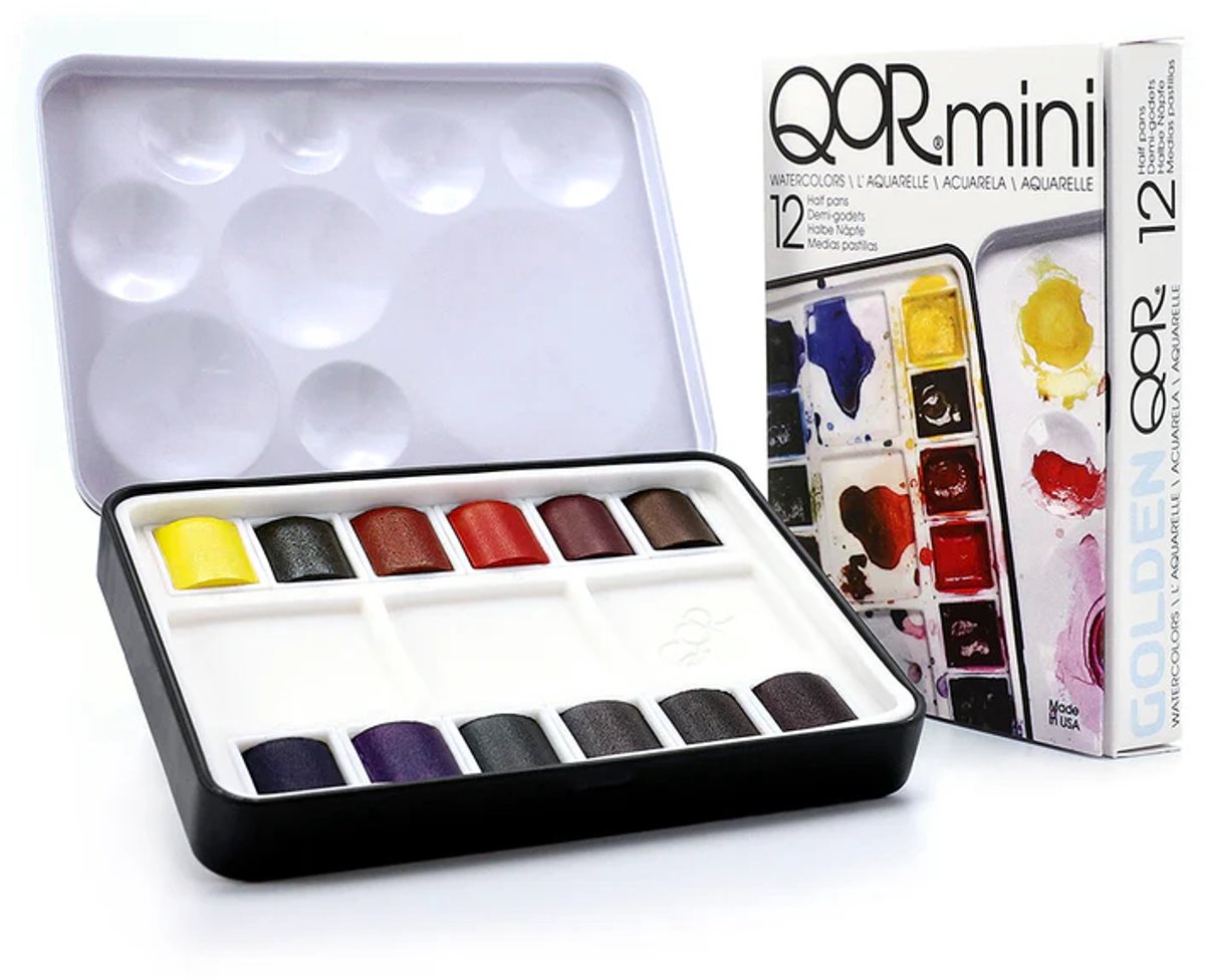 Golden QoR Aquarelverf Mini 12 Halve Napjes Set