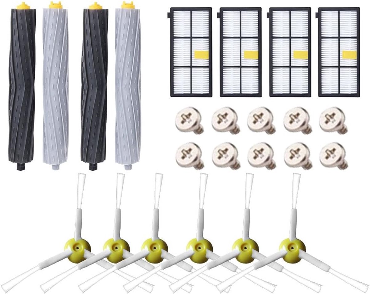 Vervangende kit voor iRobot Roomba 800-serie- 805- 850- 860- 865- 866- 870- 871- 880- 886- 890- 891- 895- 896- 900- 960- 965- 966- 980- reserveonderdelen voor filterborstels -24-delige set