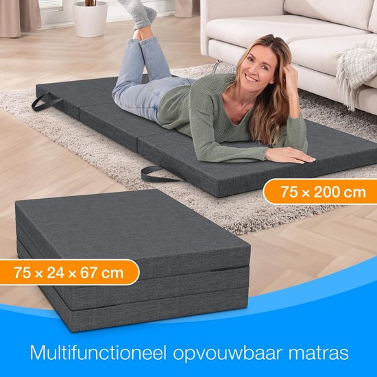 Opvouwbaar Matras 75x200 cm - Dik 8 cm Vouwmatras als Logeerbed, Reismatras of Zitelement — afbeelding 3