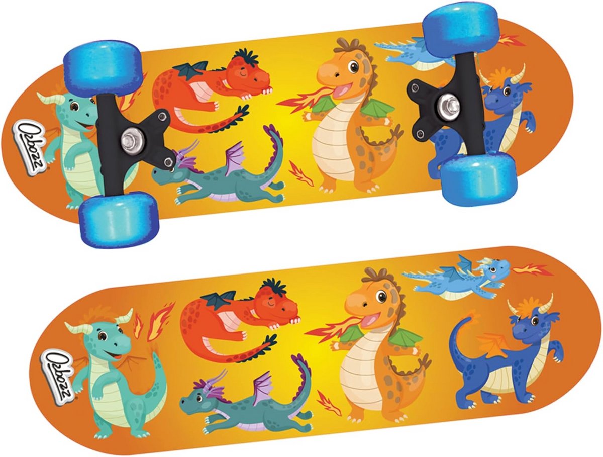 Skateboard met Knipperende Wielen 17 Inch - Hout en Drakenprint