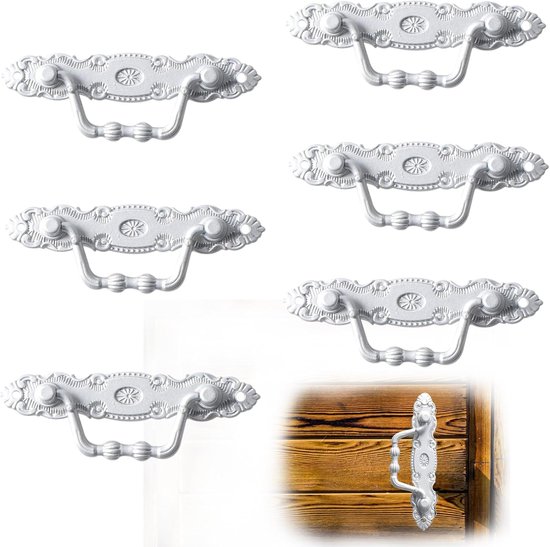 6 pièces-boutons de placard-poignée de meuble-poignées-boutons de placard vintage-décorateur quincaillerie de meuble -pour portes, armoires de cuisine, tiroirs, commodes-avec vis-Métal-Wit-Robuste et décoratif