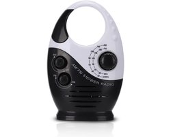 Waterdichte doucheradio, Multifunctionele draagbare AM/FM-radio met haak, ingebouwde luidspreker, op batterijen werkende radio voor badkamer, keuken en buitengebruik Dagelijks waterdicht,Zwart - Cyslmuk®