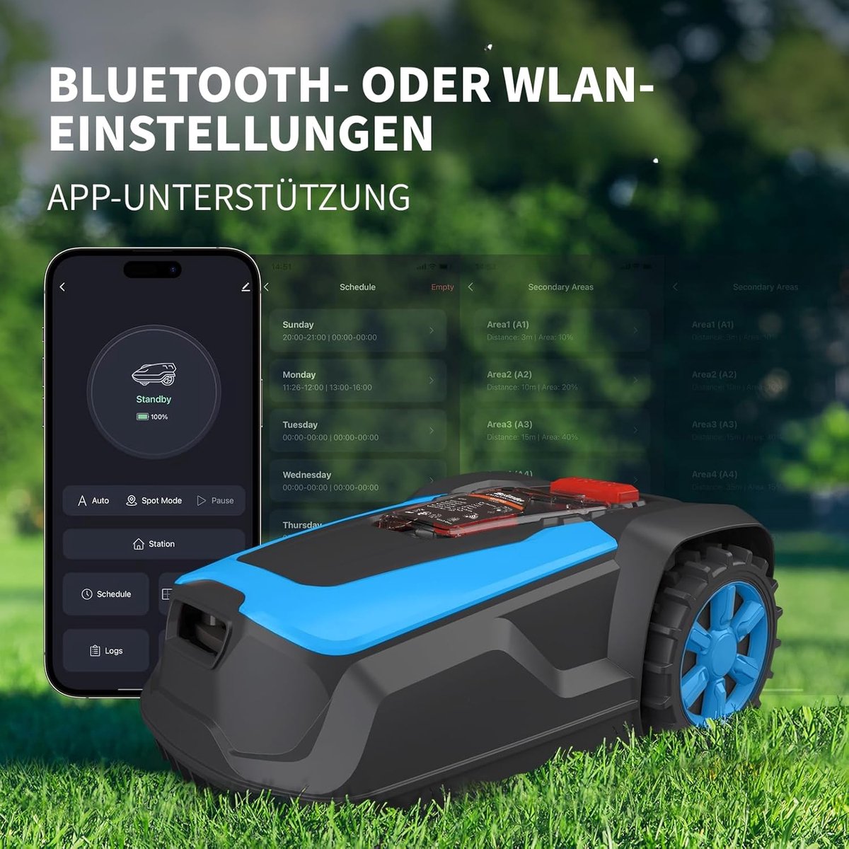 Slimme Robotmaaier Automatische Grasmaaier met Bluetooth & - afbeelding 2