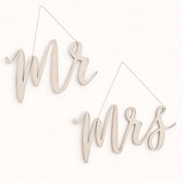 Stoelhangers Mr & Mrs – Houten Bruiloft Stoeldecoratie – Set van 2 – Trouwceremonie & Feesttafel - Huwelijk decoratie