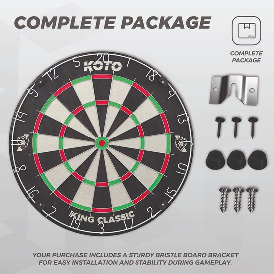 KOTO Classic Edition Dartbord, Sisal Kork Dartboard, Toernooi Dartbord met Braziliaans sisal, Incl. Montagesysteem, Dartspel Beginners & Ervaren spelers van KOTO — afbeelding 5