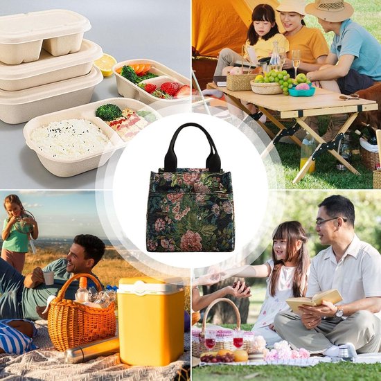 Lunchtas voor Dames met Bloemenprint - Waterdichte Opbergtas voor Eten en Snacks op Kantoor Werk en Reizen - Geschikt voor Volwassenen en Jongeren van YSNTG. — afbeelding 4