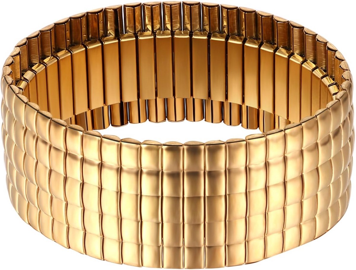 Elastische Stapelbare Armband Dames - Gouden Zilveren Schakelarmband Roestvrij Staal