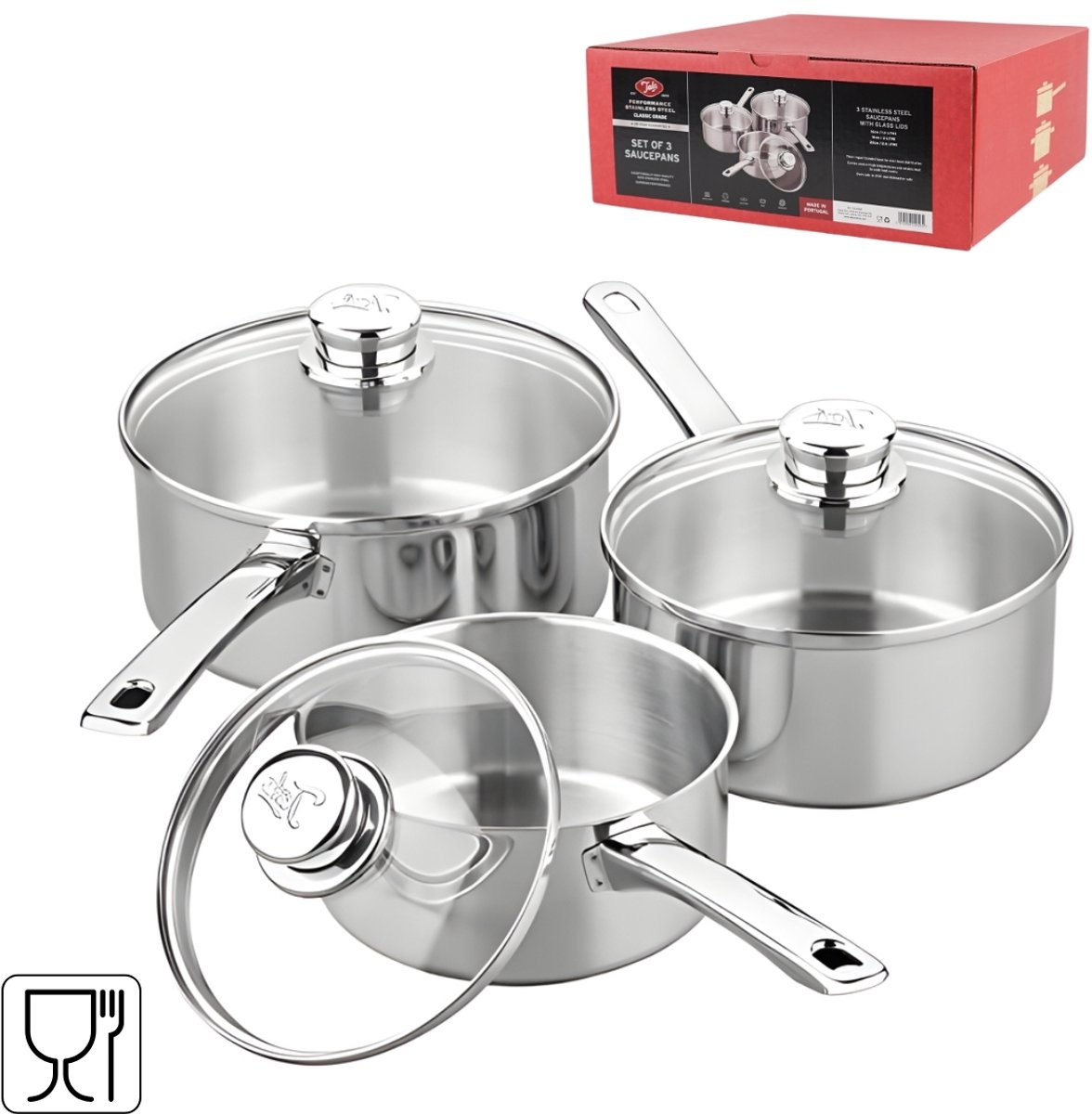 Tala RVS steelpannen 20 cm set van 3