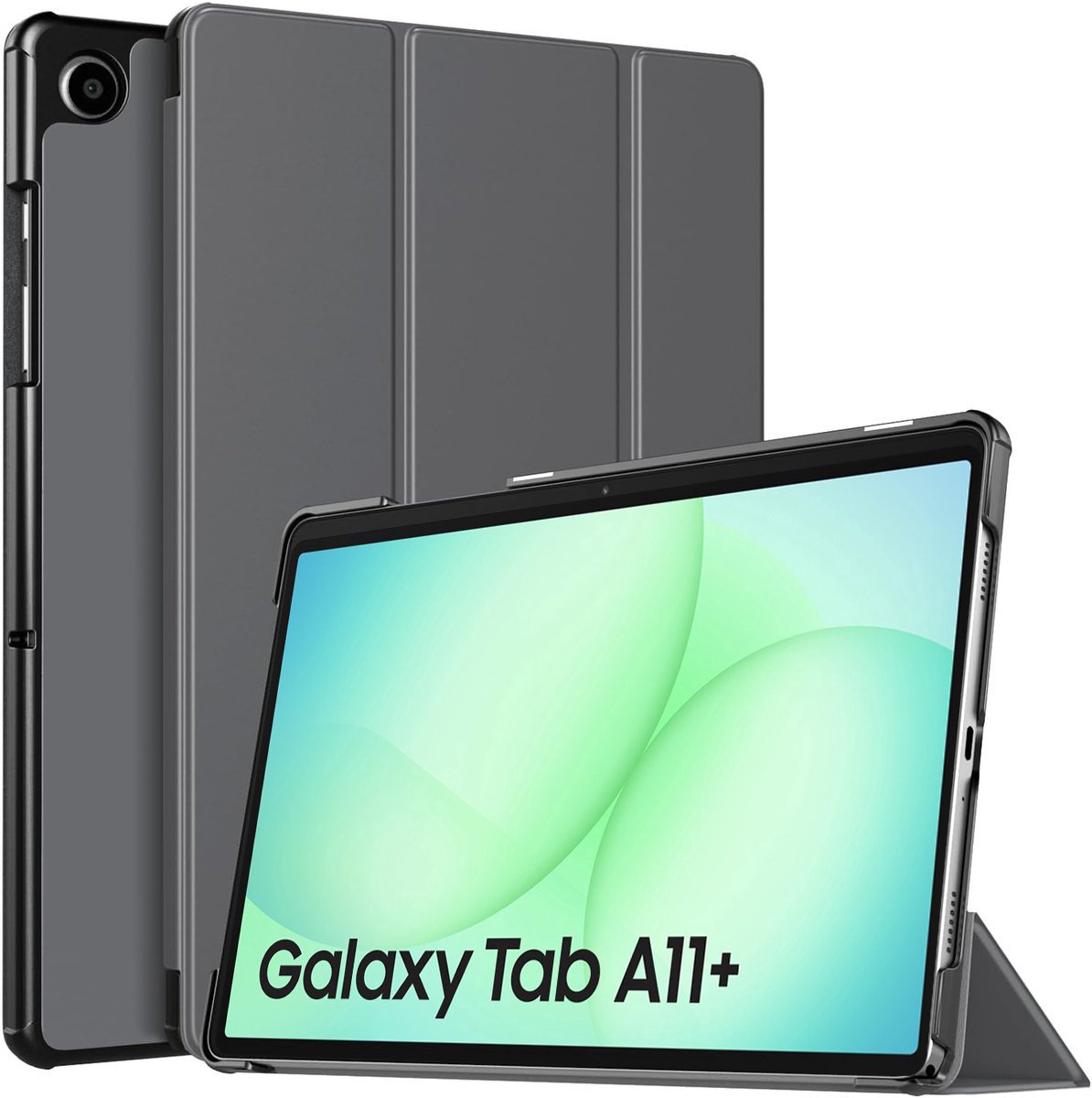 Hoes geschikt voor Samsung Galaxy Tab A11 Plus - Arara Trifold Bookcase TabletHoes - Grijs